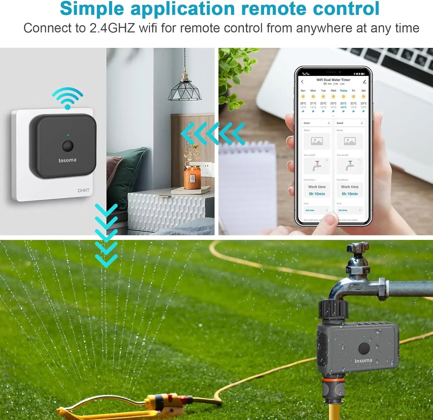 Insoma Wifi Automatic Sprinkle Timer Remote Garden Water Timer Smart Irrigation Watering System Hose Control Unit Support Alexa Insoma Wifi Automatic Sprinkle Timer Remote Garden Water Timer Smart Irrigation Watering System Hose Control Unit Support Alexa