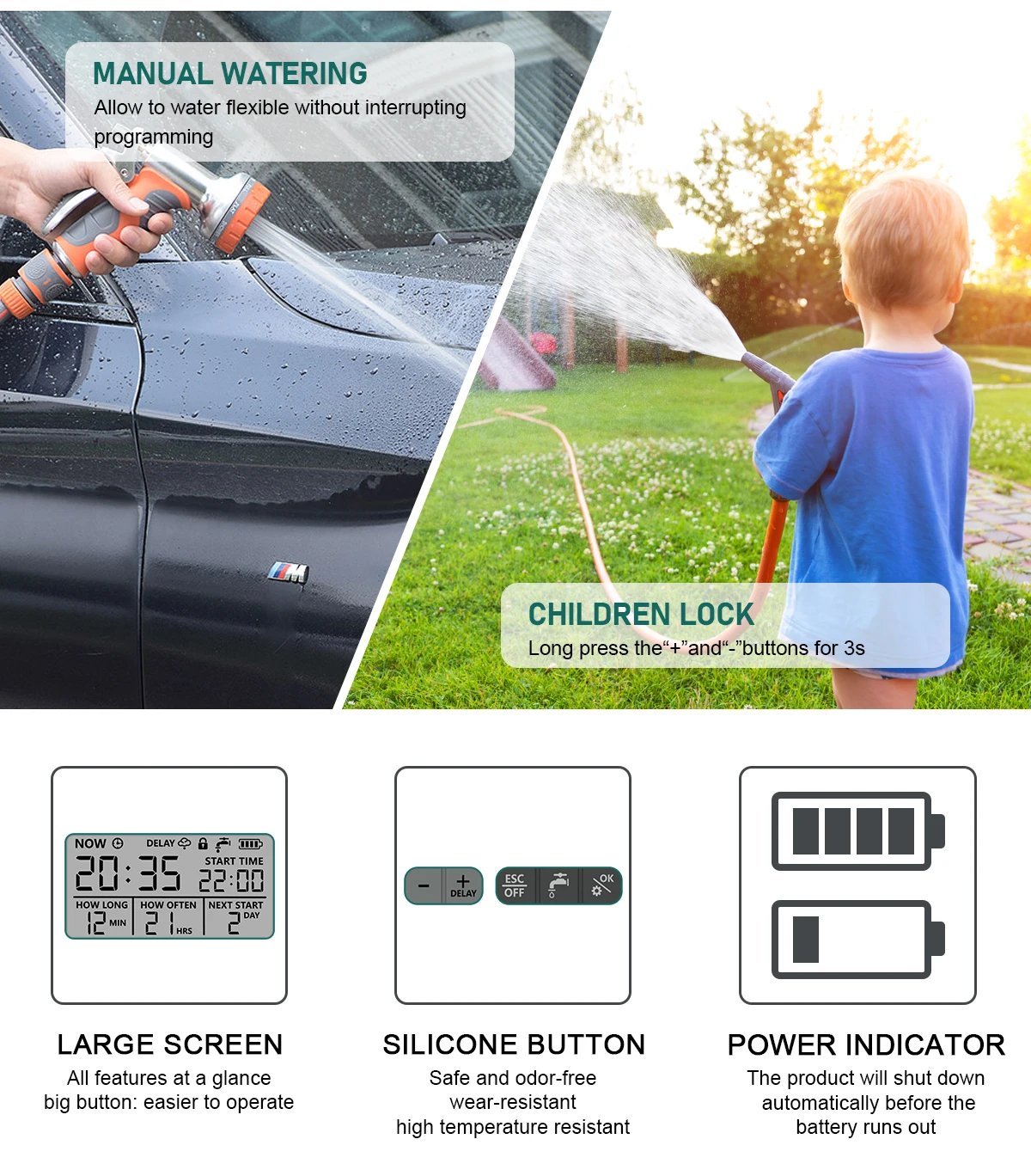 Eshico Garden Water Timer Automatic Rain Delay System Plants Lawn Greenhouse Drip Irrigation Equipment Self-watering Device