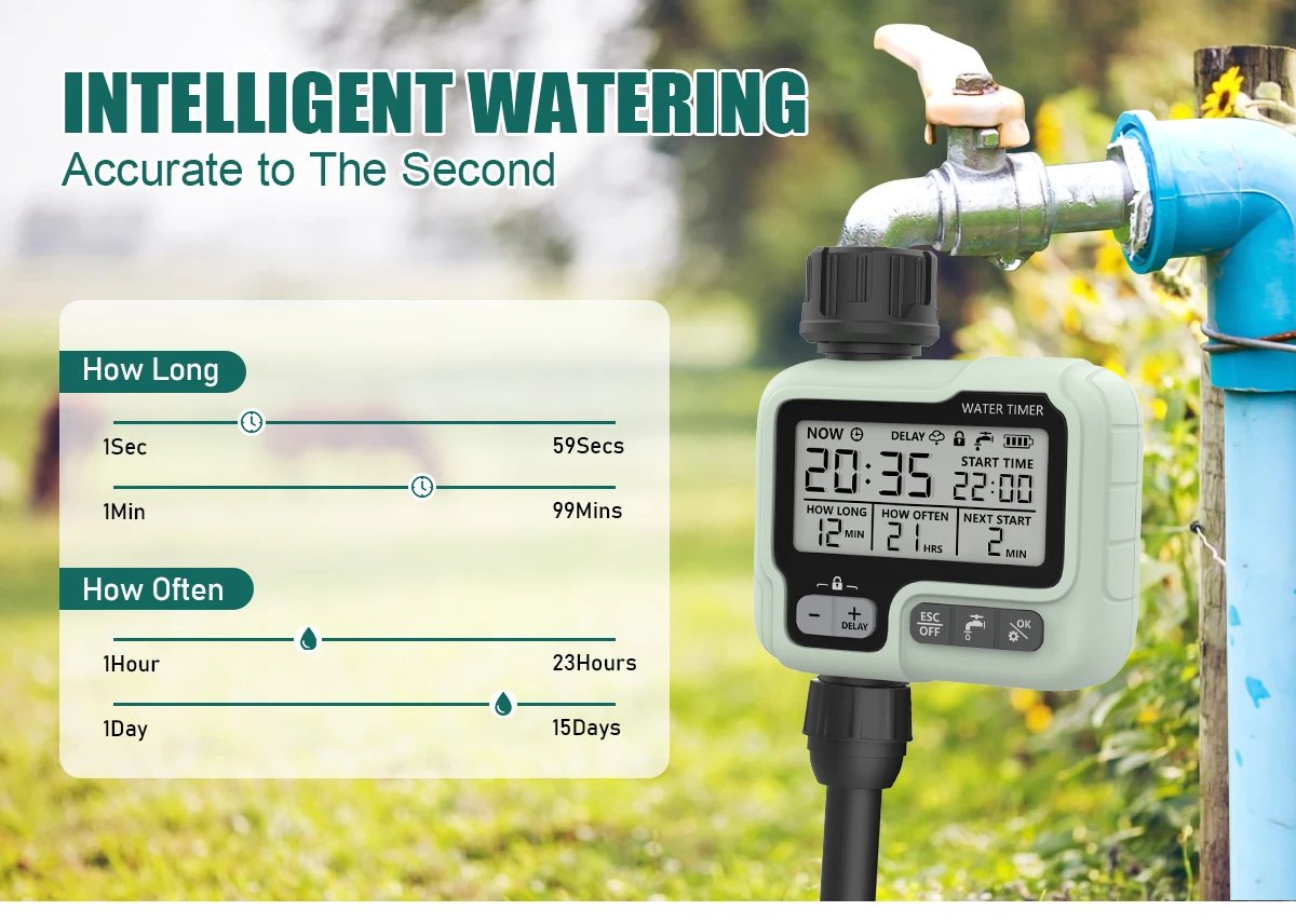 Eshico Garden Water Timer Automatic Rain Delay System Plants Lawn Greenhouse Drip Irrigation Equipment Self-watering Device