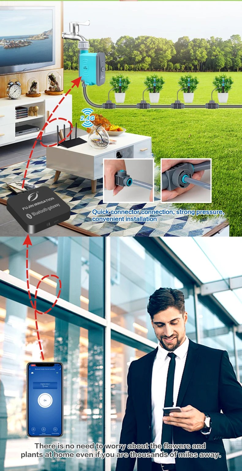 FUJIN Irrigation Bluetooth WiFi gateway flower watering controller timing watering artifact automatic smartphone remote timer