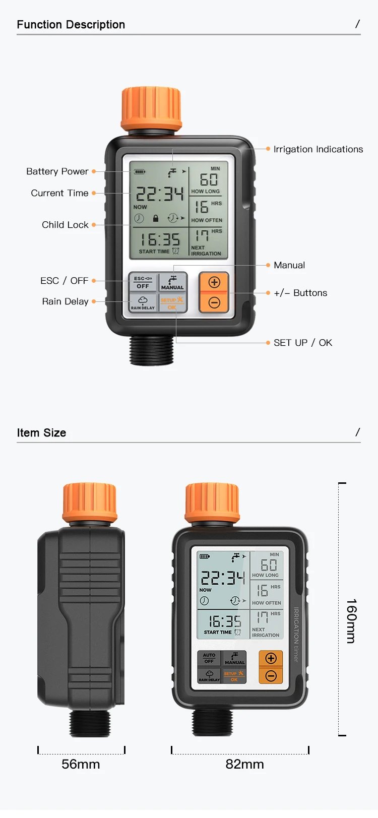 Eshico Hot Selling Garden Intelligent Irrigation System Outdoor Rain Delay Water Timer Automatic Digital Sprinkler Controller