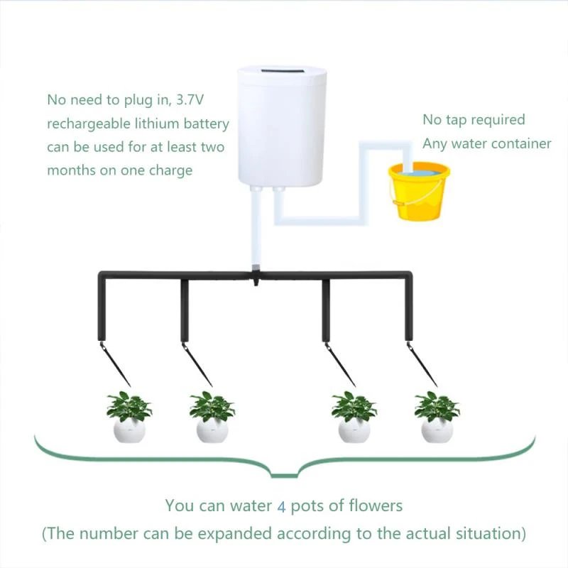 Automatic Plant Flower Watering Pump Home Sprinkler Drip Irrigation Device 2/4/8 Heads Pump Timer System Kit Garden Tool