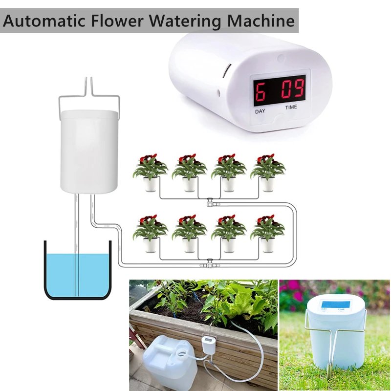Automatic Plant Flower Watering Pump Home Sprinkler Drip Irrigation Device 2/4/8 Heads Pump Timer System Kit Garden Tool