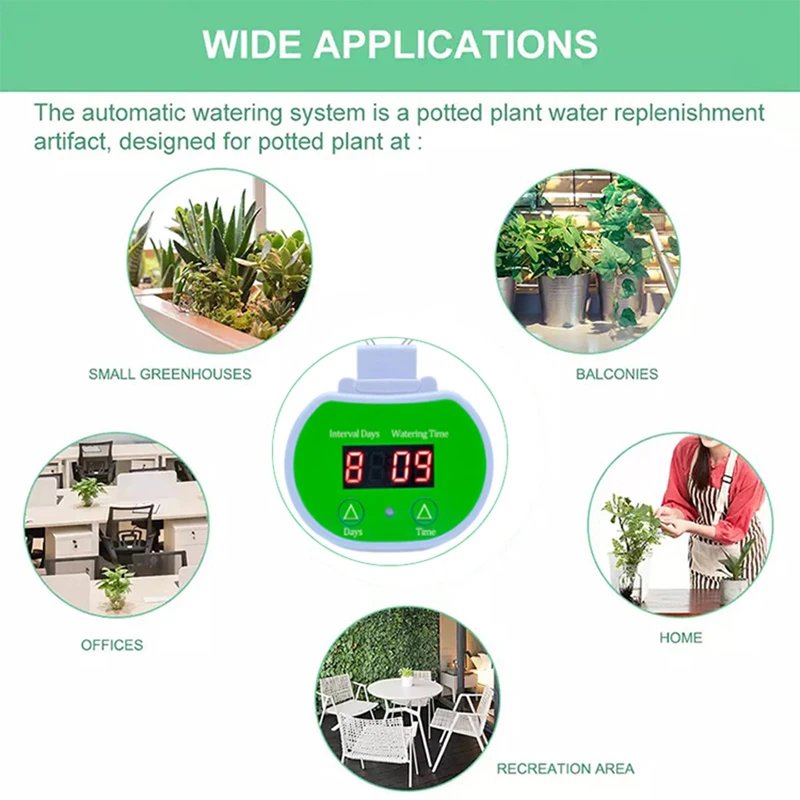 An intelligent timed automatic flower waterer, potted lazy watering, drip water seepage water applicator, gardening green plant