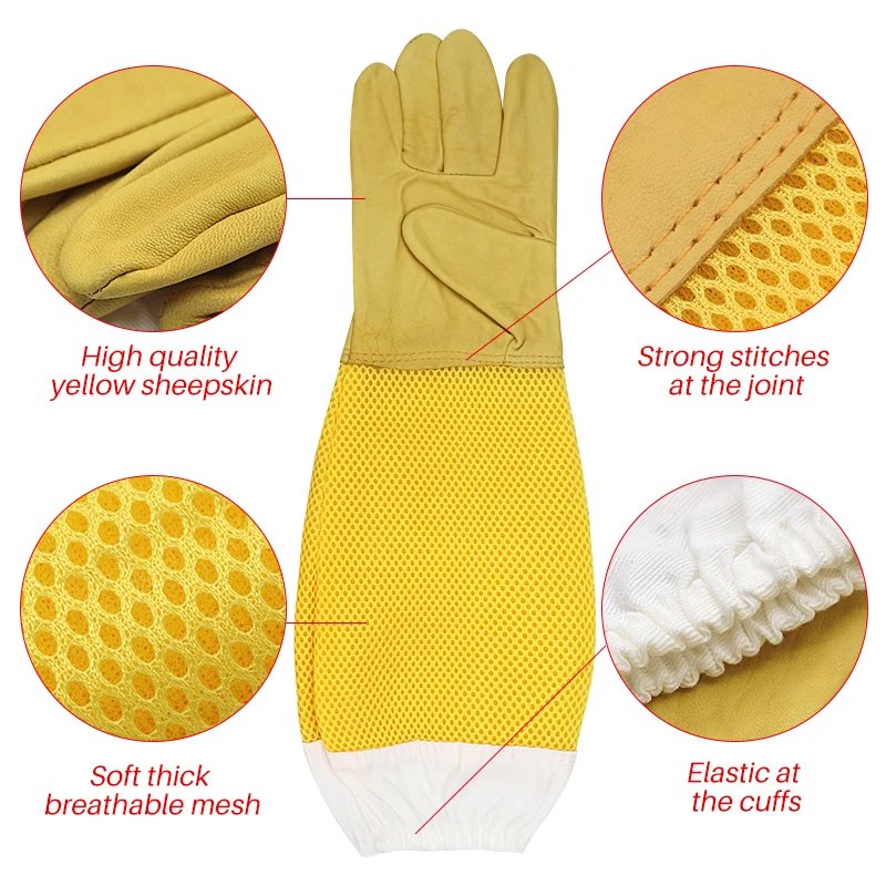 Beekeeper Gloves Protective Sleeves Ventilated Professional Anti Bee for Apiculture Beekeeper Prevent Beehive tools Beekeeper Gloves Protective Sleeves Ventilated Professional Anti Bee for Apiculture Beekeeper Prevent Beehive tools
