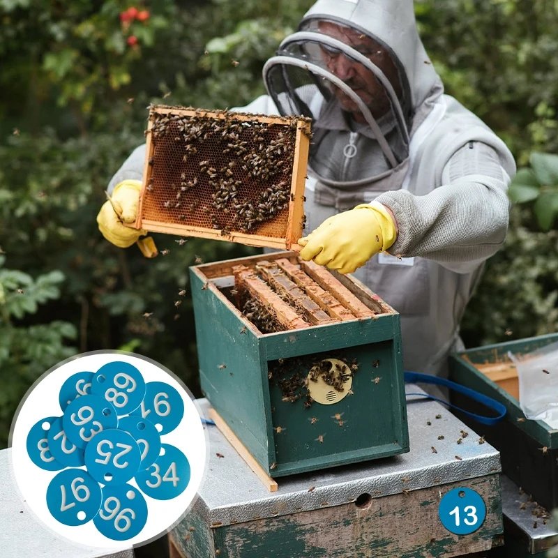 10/20/50pcs Beehive Tags Round Sequential Numbers Sign Labels Livestock Number Accessory Beehive Mark Board Tag Beekeeping Tools