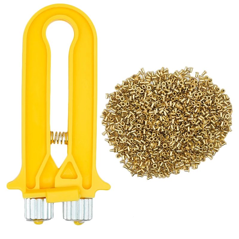 1 Pcs Frame Tensioner & 1100 Pcs Copper Eyes Box Threading Hole Beekeeping Combo Tools Beekeeping Beekeeper Equipment Supplies