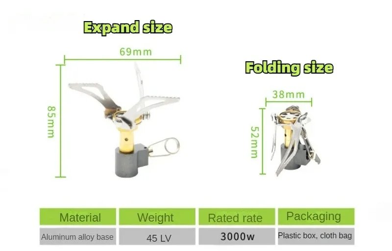 Outdoor Gas Stove Camping Burner Portable Mini Folding Stove Gas Heater Survival Furnace Foldable Furance Head for Picnic Cooker