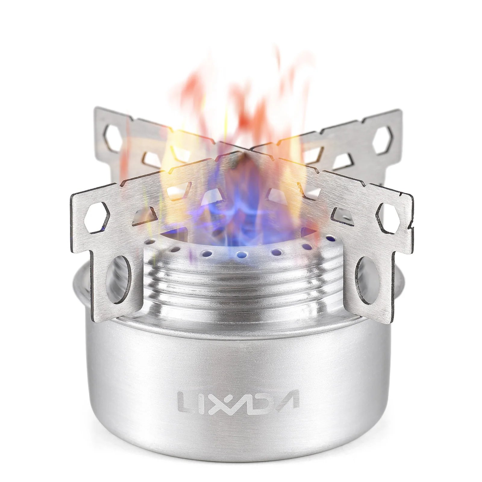 LIXADA Mini Aluminum Alloy Alcohol Stove with Lid and Cross Stand Outdoor Portable Camping Hiking Backpacking Outdoor Furnace