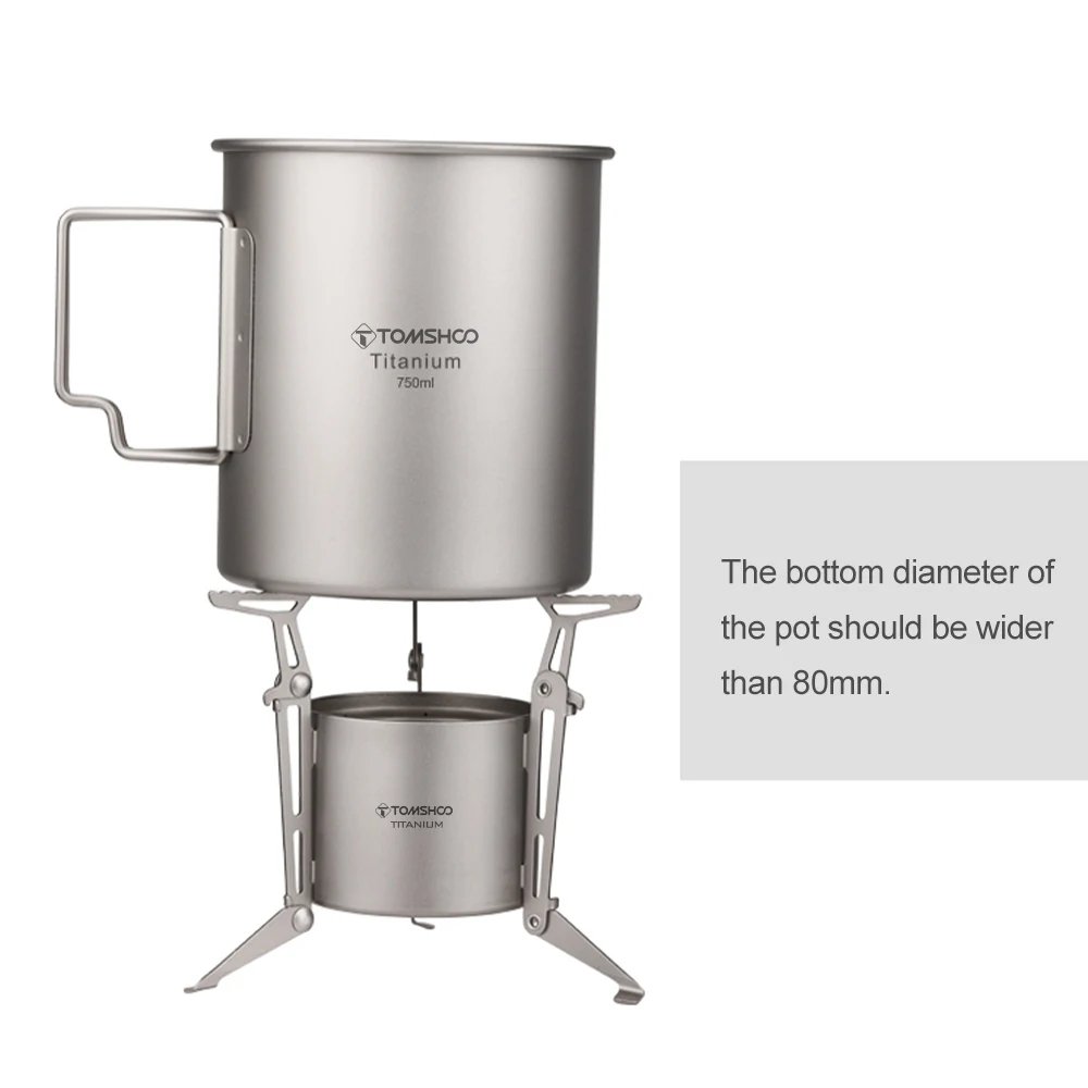 TOMSHOO Camping Titanium Alcohol Stove Heater Furnace W Fire Cover Lid Portable Foldable Camping Hiking Cooking Alcohol Burner