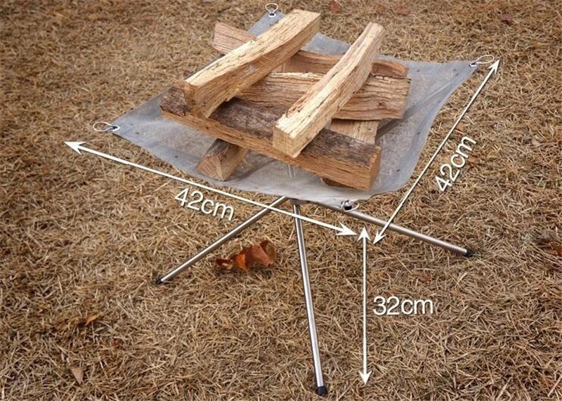Portable Outdoor Fire Pit Collapsing Steel Mesh Fire Stand Stove Wood Heater Camping Supplies Backyard Garden With Carrying Bag