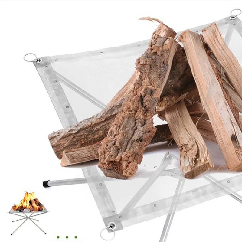 Portable Outdoor Fire Pit Collapsing Steel Mesh Fire Stand Stove Wood Heater Camping Supplies Backyard Garden With Carrying Bag