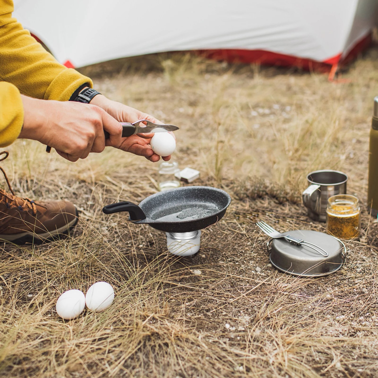 TOMSHOO Portable Mini Tourist Burner Aluminum Alloy Alcohol Burner with Lid Outdoor Camping Hiking Backpacking Cooking Stove