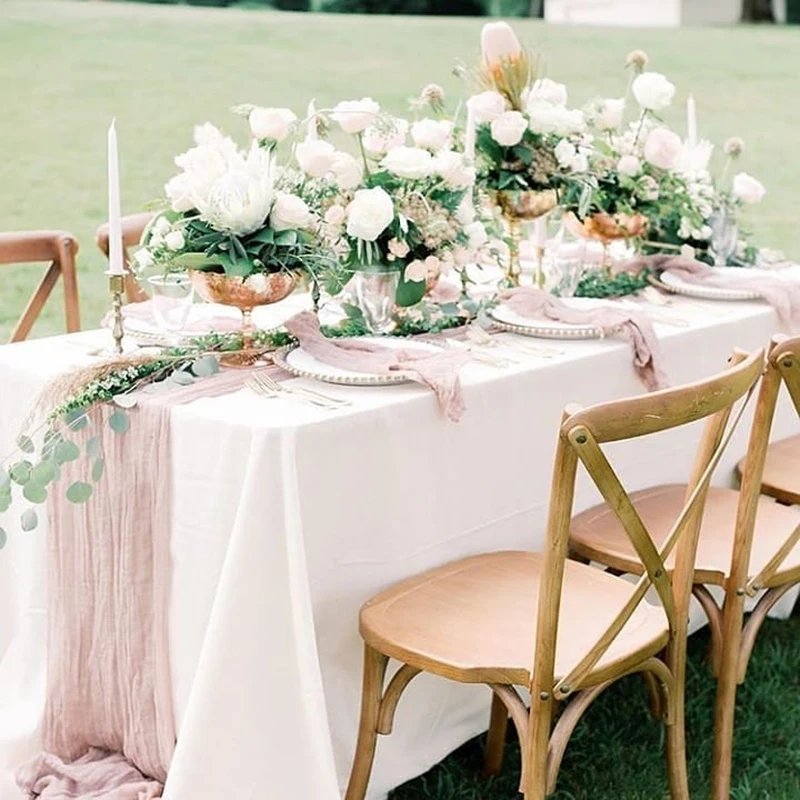 Semi-Sheer Gauze Table Runner Sage Cheesecloth Table Setting Dining Vintage Wedding Party Christmas Banquets Arches Cake Decor