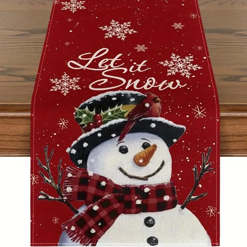 Linen Christmas Table Runner Snowman Xmas Tree Home Dining Table Cover Tablecloth 2024 Navidad Noel Christmas Decorations 2025
