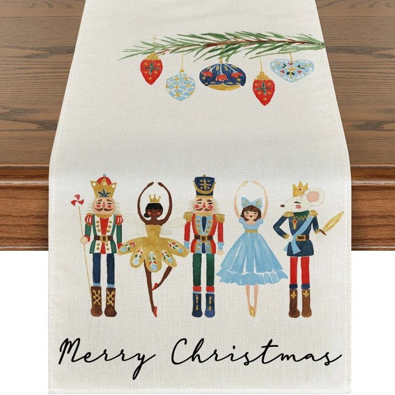 Linen Christmas Table Runner Snowman Xmas Tree Home Dining Table Cover Tablecloth 2024 Navidad Noel Christmas Decorations 2025