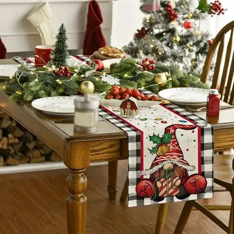 Linen Christmas Table Runner Snowman Xmas Tree Home Dining Table Cover Tablecloth 2024 Navidad Noel Christmas Decorations 2025