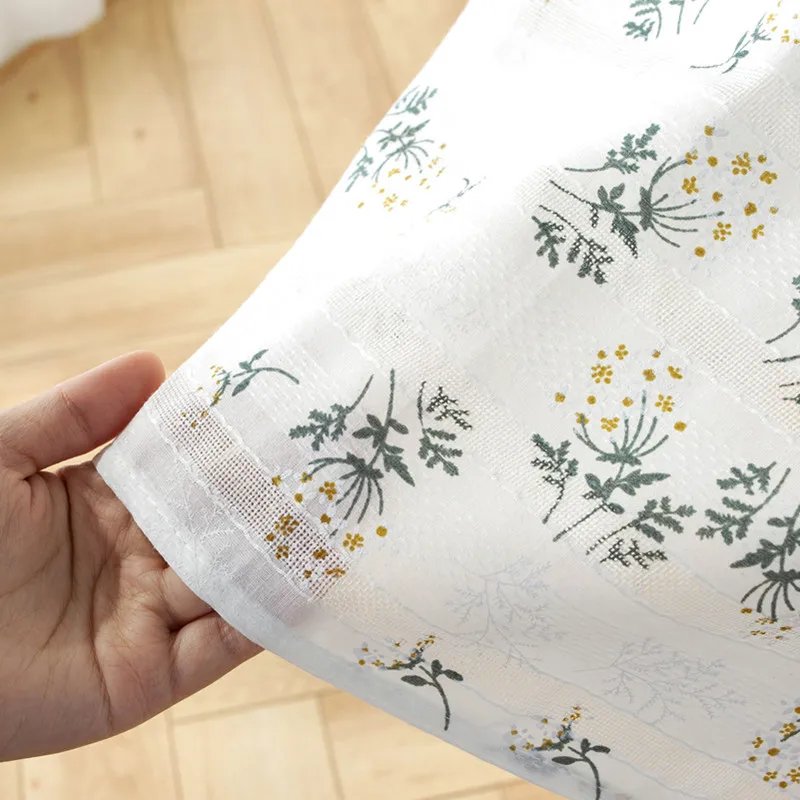 Korean Style Small Daisy Cotton Floral Tablecloth,Tea Table Decoration,Rectangle Table Cover For Kitchen Wedding Dining Room