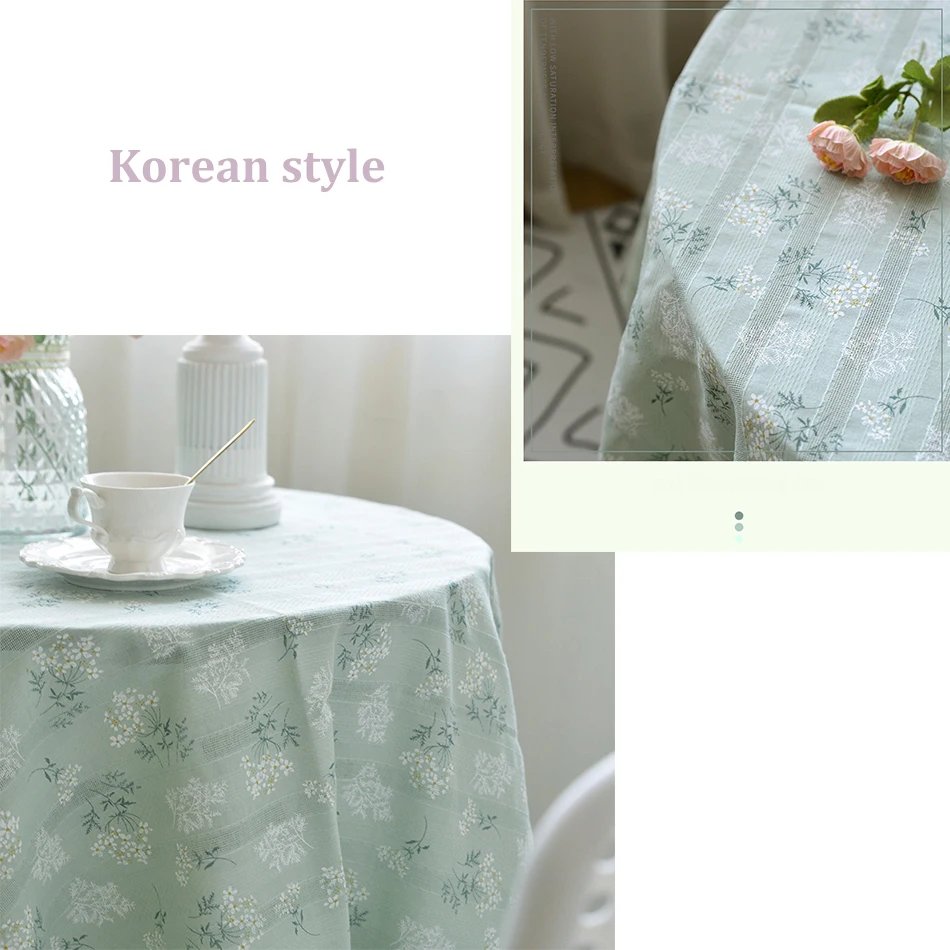 Korean Style Small Daisy Cotton Floral Tablecloth,Tea Table Decoration,Rectangle Table Cover For Kitchen Wedding Dining Room