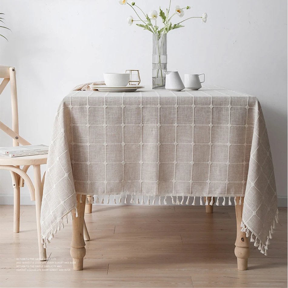 Korean Style Small Daisy Cotton Floral Tablecloth,Tea Table Decoration,Rectangle Table Cover For Kitchen Wedding Dining Room