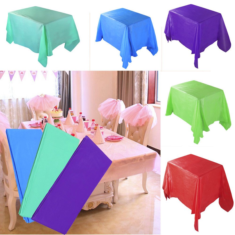 Large Plastic Rectangle Table Cover Cloth Wipe Clean Party Red White Black Tablecloth Covers for Birthday wedding christmas