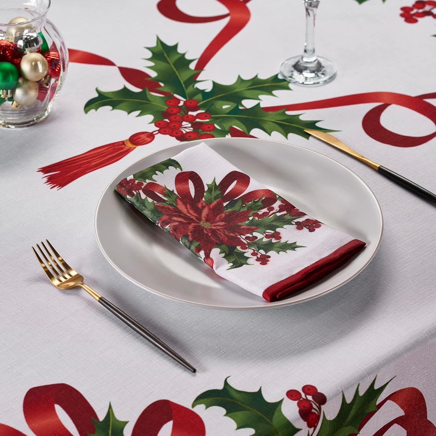 Christmas Ribbon Tablecloth Merry Xmas Table Cloth Harvest Holiday Fall Wedding Party Table Dinning Tablecover Home Decoration