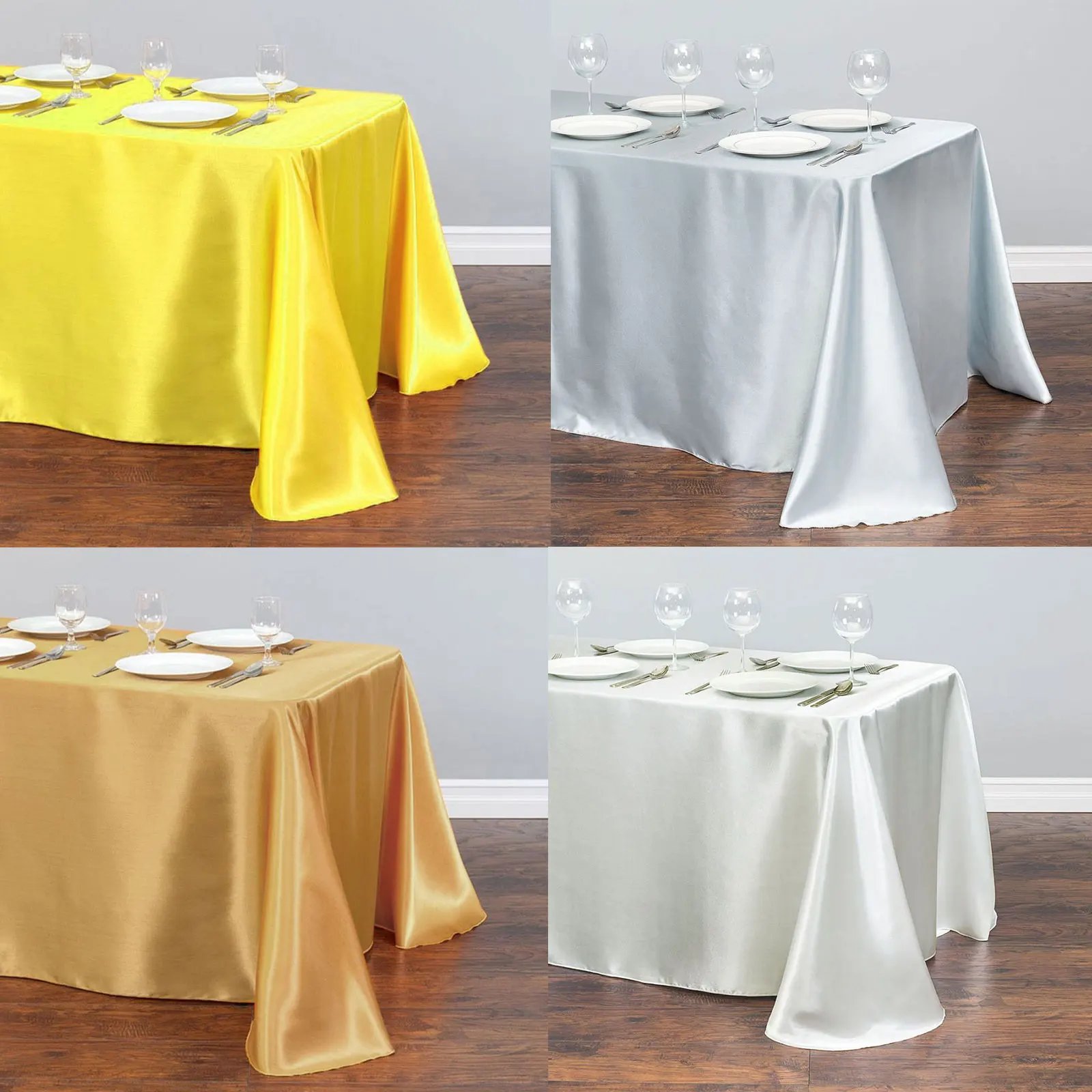 Solid Color Satin Table Cloth Tablecloth Table Cover Overlay For Birthday Wedding Banquet Restaurant Festival Party Supply
