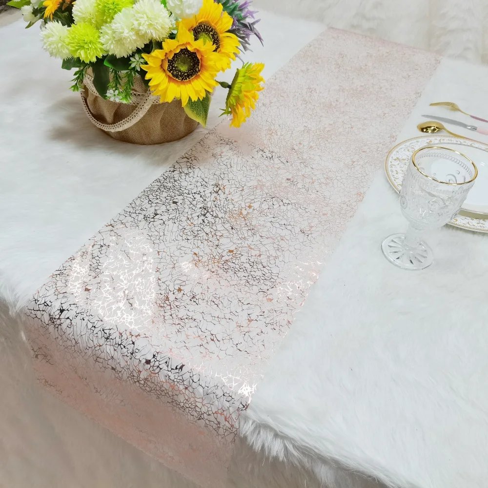 Glitter Metallic Table Runner,Polyester Gold/Rose Gold Table Runner Roll Dining Table Decor for Party Birthday Wedding