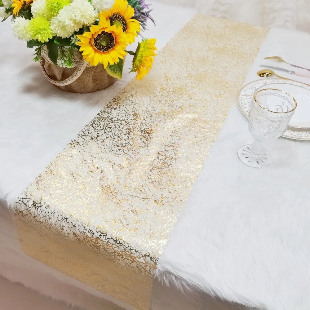 Glitter Metallic Table Runner,Polyester Gold/Rose Gold Table Runner Roll Dining Table Decor for Party Birthday Wedding
