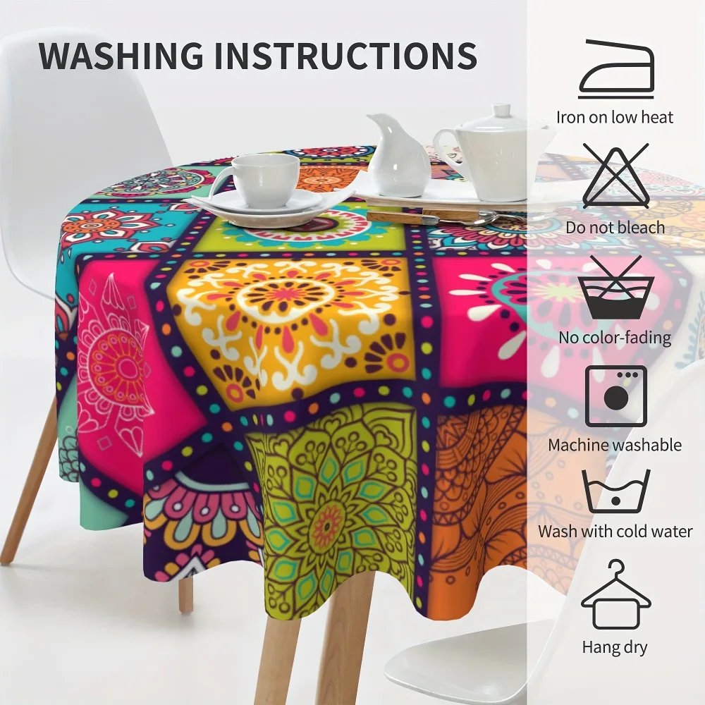 Rectangle Polyster Tablecloth Mandala Bohemian Circular Colorful Table Cloth Indian Festival Party Decoration Home Decoration