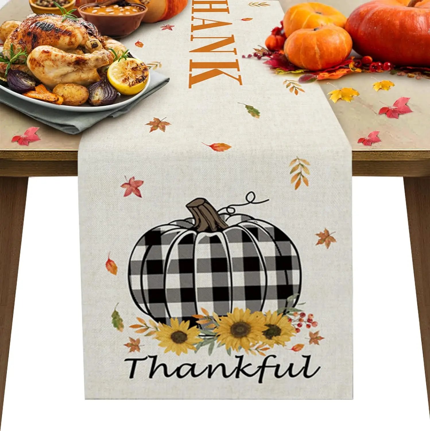 Autumn Maple Leaves Harvest Pumpkin Linen Table Runner Washable Fall Thanksgiving Table Runner Kitchen Coffee Dining Table Decor Autumn Maple Leaves Harvest Pumpkin Linen Table Runner Washable Fall Thanksgiving Table Runner Kitchen Coffee Dining Table Decor