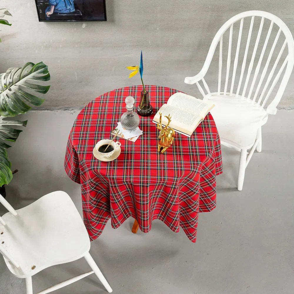 Christmas Plaid tablecloth Rectangular Red Checkered Xmas Table Cover Vintage Dining Table Cloth For Home Living Room Decoration