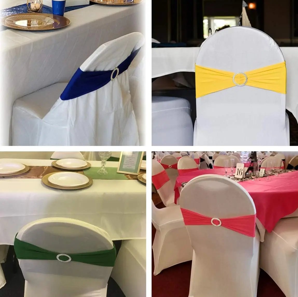 100/50/10pcs Elastic Chair Knot Wedding Decoration Buckle Sashes Back Cover Mariage Hotel Home Seat Elegant Modern Ribbon Decors