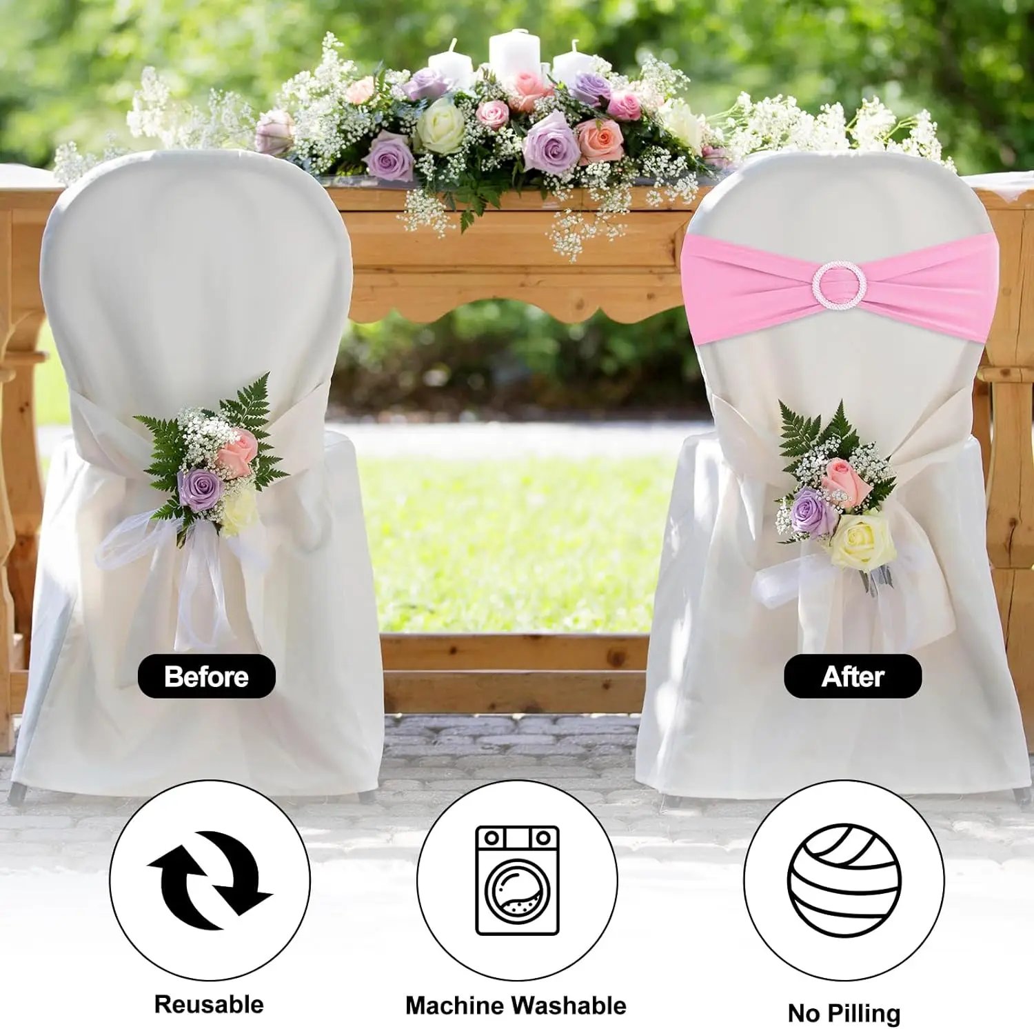 100/50/10pcs Elastic Chair Knot Wedding Decoration Buckle Sashes Back Cover Mariage Hotel Home Seat Elegant Modern Ribbon Decors