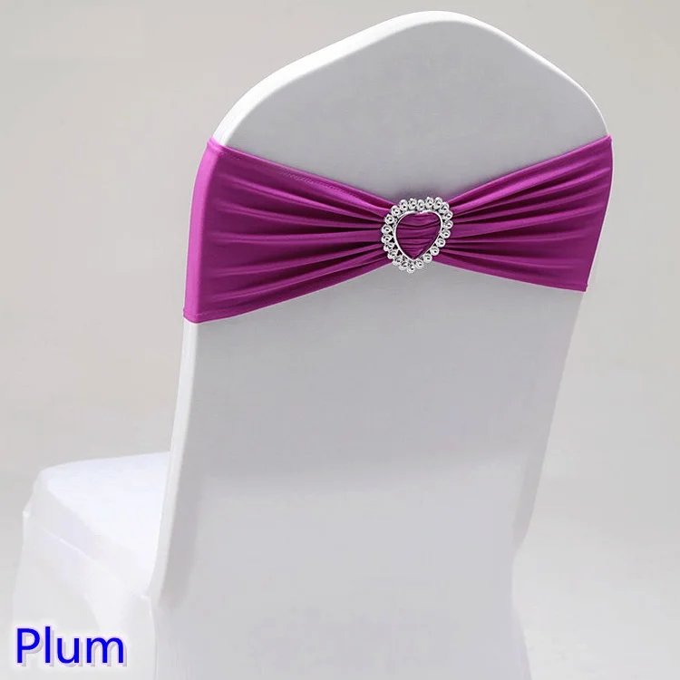 Wedding Decoration Chair Sash Spandex Stretch Heart Buckle Knot Fit All Chairs Holiday BIrthday Party Festival Celebration Hotel