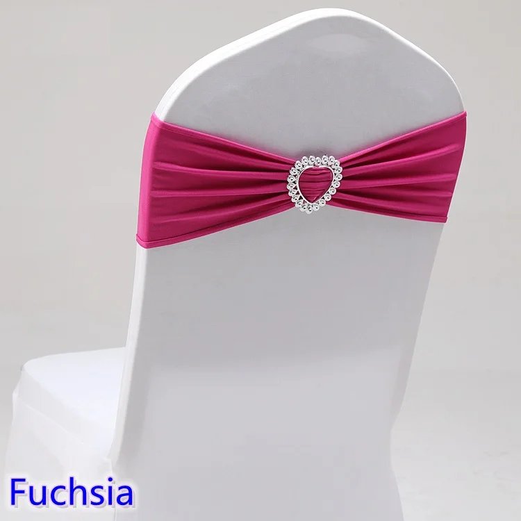 Wedding Decoration Chair Sash Spandex Stretch Heart Buckle Knot Fit All Chairs Holiday BIrthday Party Festival Celebration Hotel