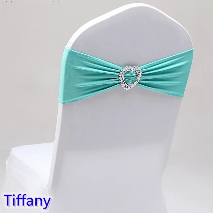 Wedding Decoration Chair Sash Spandex Stretch Heart Buckle Knot Fit All Chairs Holiday BIrthday Party Festival Celebration Hotel
