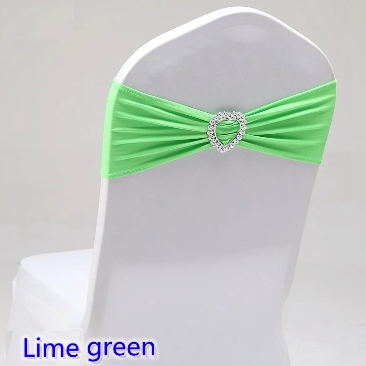 Wedding Decoration Chair Sash Spandex Stretch Heart Buckle Knot Fit All Chairs Holiday BIrthday Party Festival Celebration Hotel