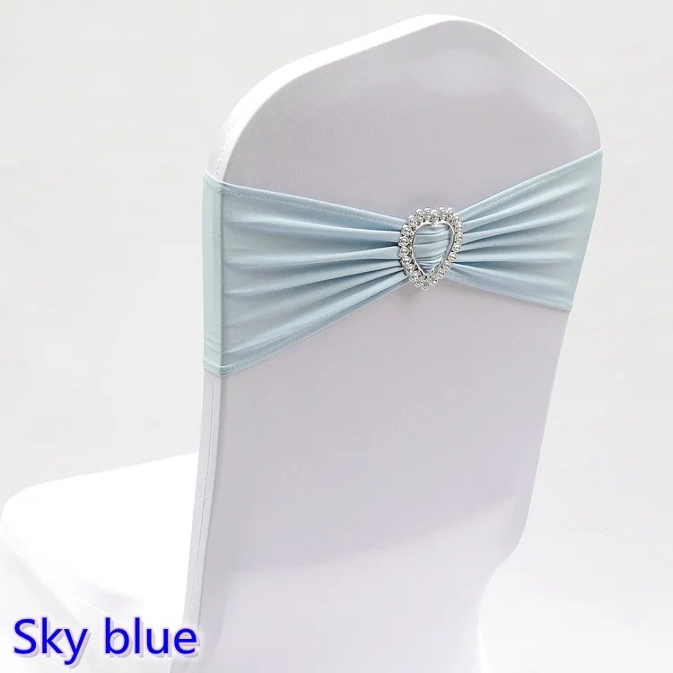 Wedding Decoration Chair Sash Spandex Stretch Heart Buckle Knot Fit All Chairs Holiday BIrthday Party Festival Celebration Hotel