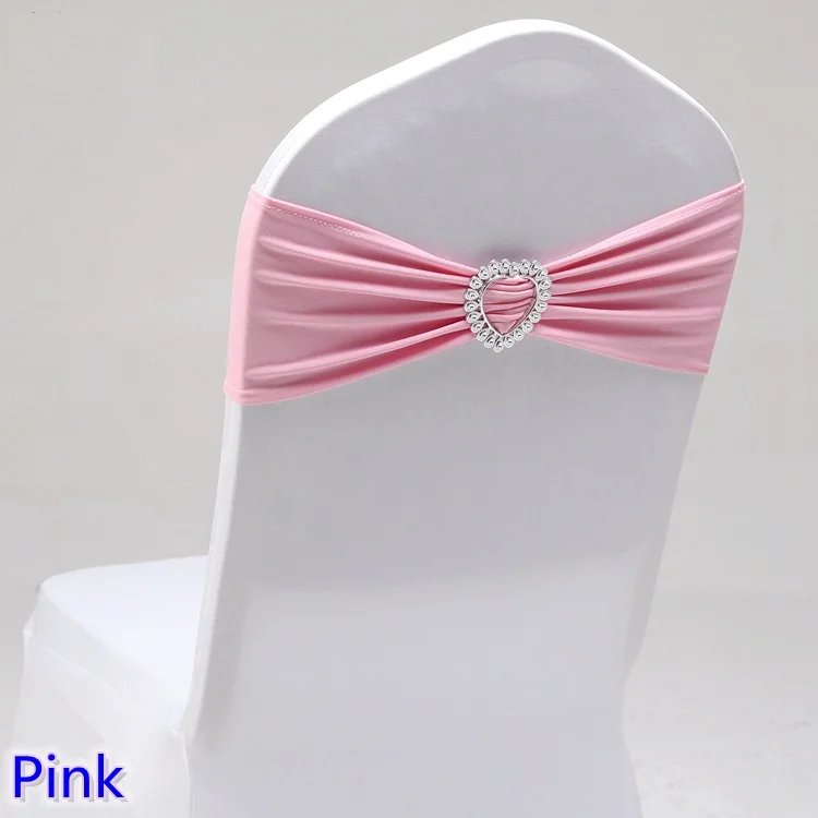 Wedding Decoration Chair Sash Spandex Stretch Heart Buckle Knot Fit All Chairs Holiday BIrthday Party Festival Celebration Hotel