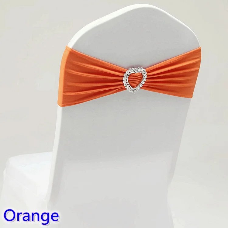 Wedding Decoration Chair Sash Spandex Stretch Heart Buckle Knot Fit All Chairs Holiday BIrthday Party Festival Celebration Hotel