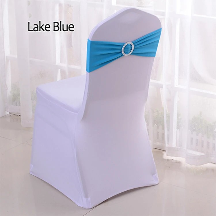 50pcs/lot Stretch Lycra Spandex Chair Covers Bands With Buckle Slider For Wedding Decorations Wholesale Chair Sashes Bow