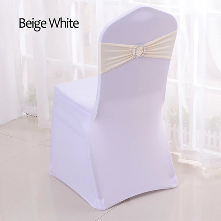 50pcs/lot Stretch Lycra Spandex Chair Covers Bands With Buckle Slider For Wedding Decorations Wholesale Chair Sashes Bow