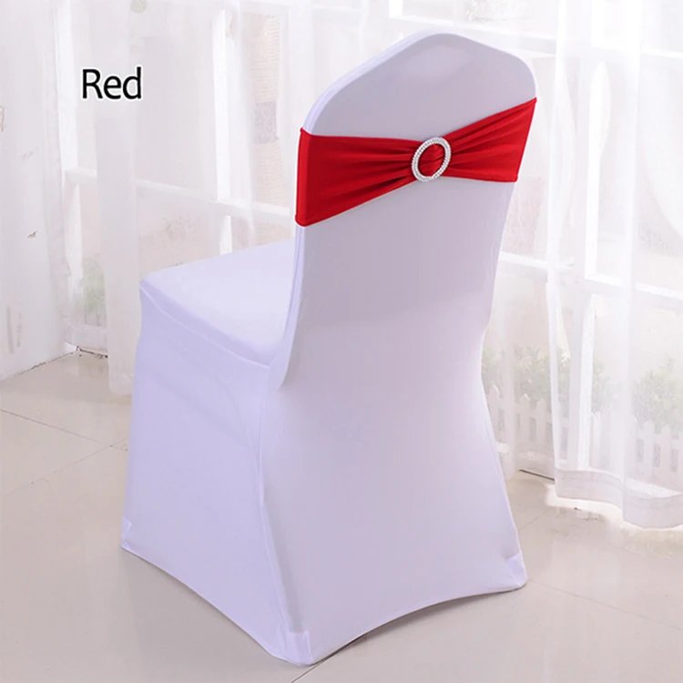 50pcs/lot Stretch Lycra Spandex Chair Covers Bands With Buckle Slider For Wedding Decorations Wholesale Chair Sashes Bow