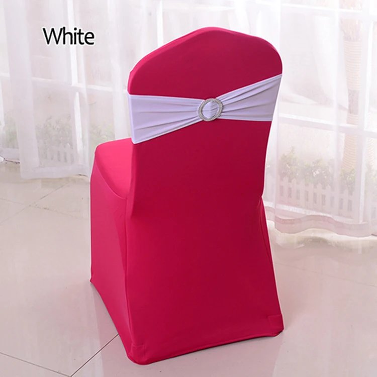 50pcs/lot Stretch Lycra Spandex Chair Covers Bands With Buckle Slider For Wedding Decorations Wholesale Chair Sashes Bow