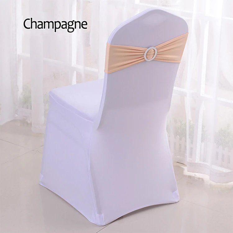 50pcs/lot Stretch Lycra Spandex Chair Covers Bands With Buckle Slider For Wedding Decorations Wholesale Chair Sashes Bow