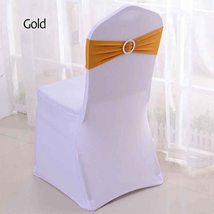 50pcs/lot Stretch Lycra Spandex Chair Covers Bands With Buckle Slider For Wedding Decorations Wholesale Chair Sashes Bow