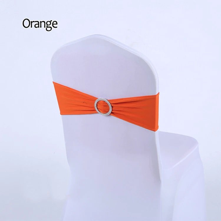 50pcs/lot Stretch Lycra Spandex Chair Covers Bands With Buckle Slider For Wedding Decorations Wholesale Chair Sashes Bow