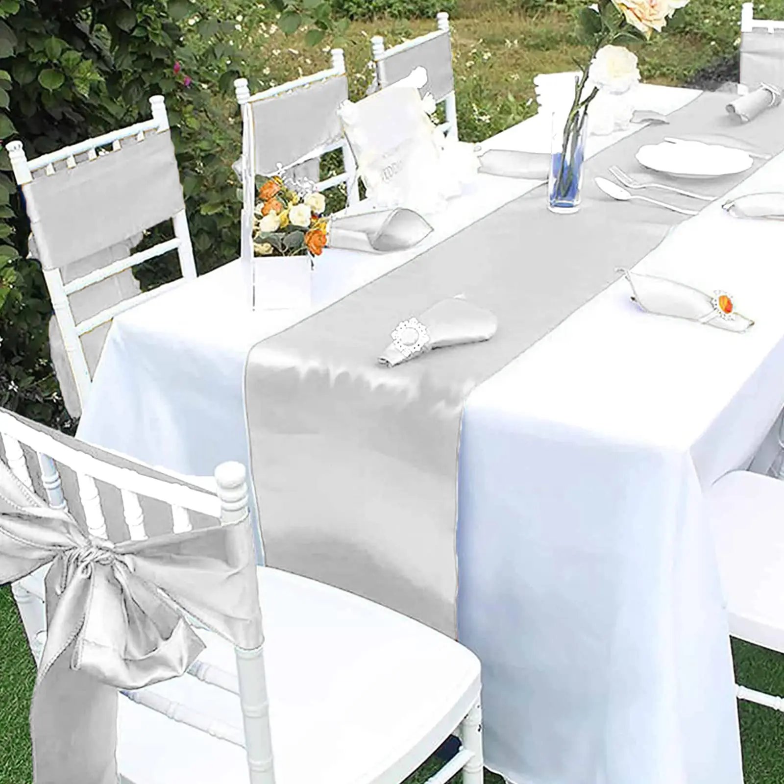 10/50pcs Satin Chair Bow Sashes Wholesale Wedding Chair Knot Ribbon Ties For Party Event Hotel Banquet Supplies Home Decorations