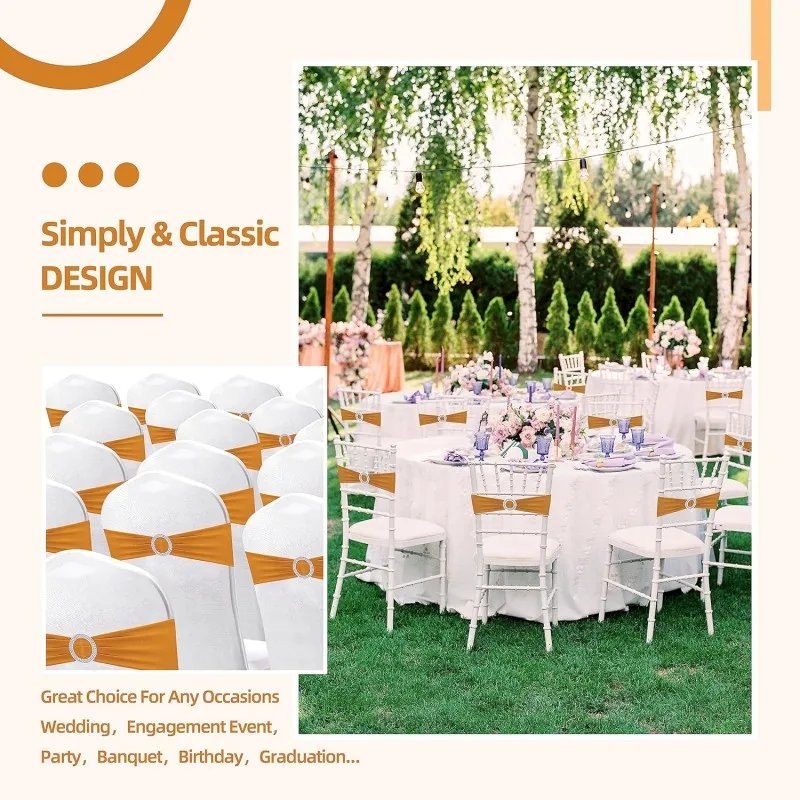 Party Stretch Chair Sashes Bands with Buckles Chair Sashes Bows for Wedding Banquet Birthday Decoration Ceremony Event Reception